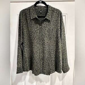 Rails Olive and Black Cheetah Print Blouse